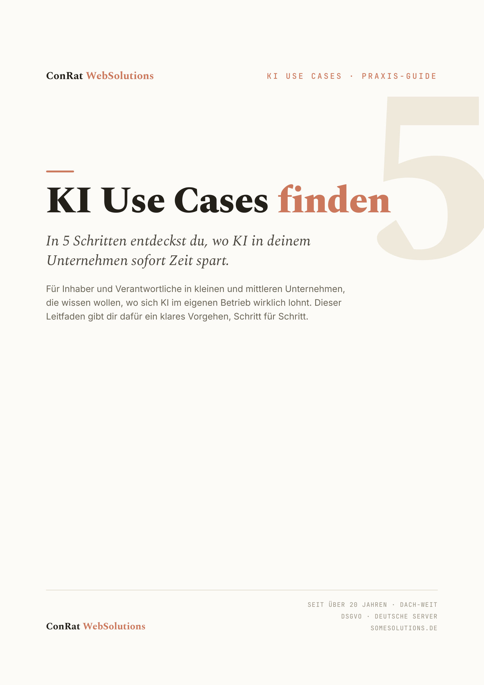 Vorschau: das kostenlose PDF &bdquo;KI Use Cases finden in 5 Schritten&ldquo;