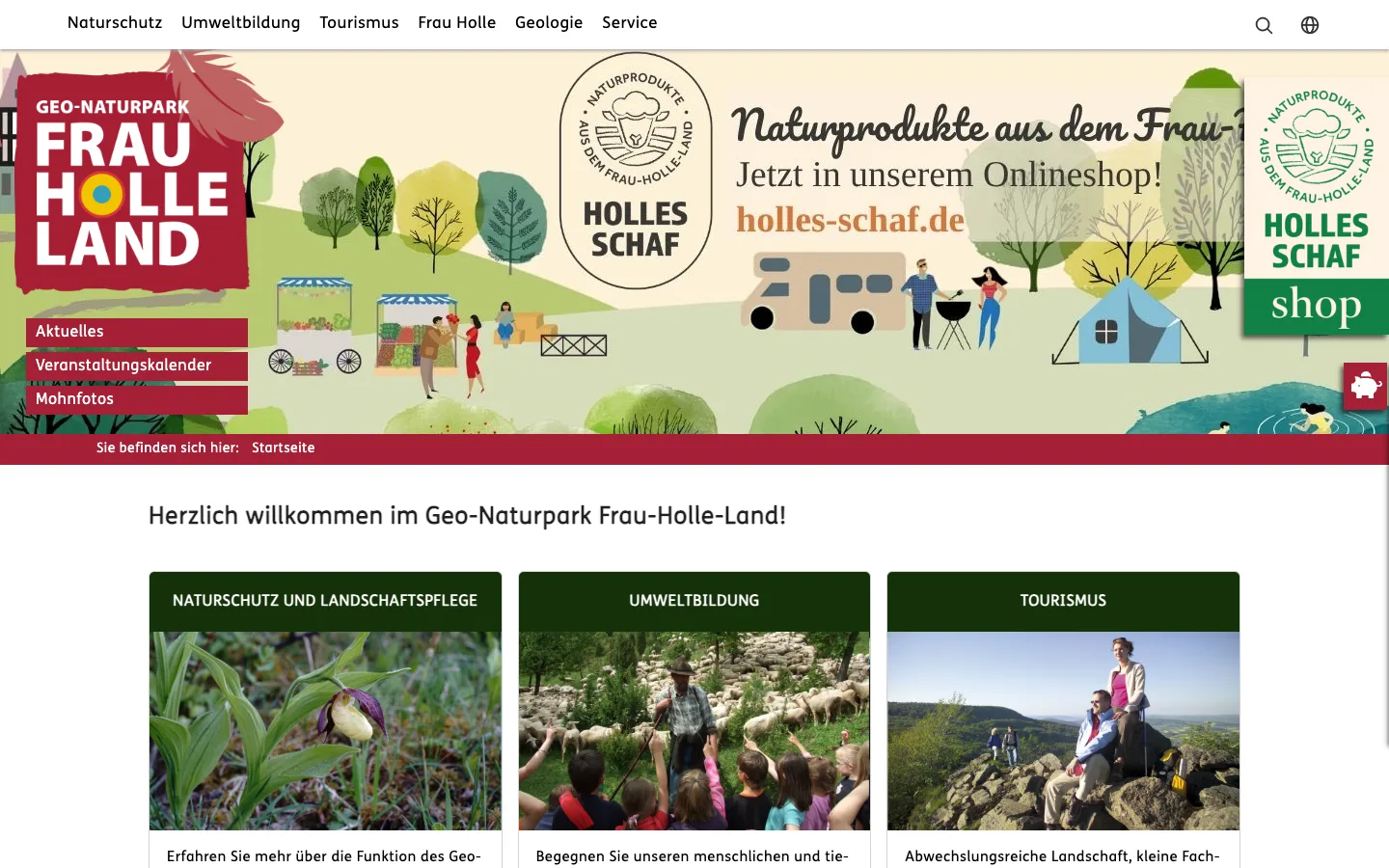 Startseite von naturparkfrauholle.land